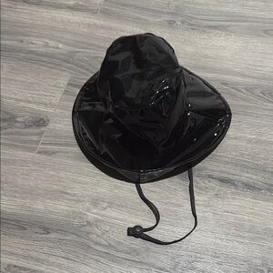 Patent Leather Bucket Hat with Chin Strap